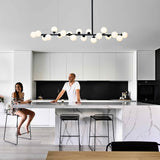 Modern Linear Multi Light Glass Ball Chandelier for Kitchen Island and Dining Room