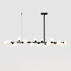 Modern Linear Multi Light Glass Ball Chandelier for Kitchen Island and Dining Room