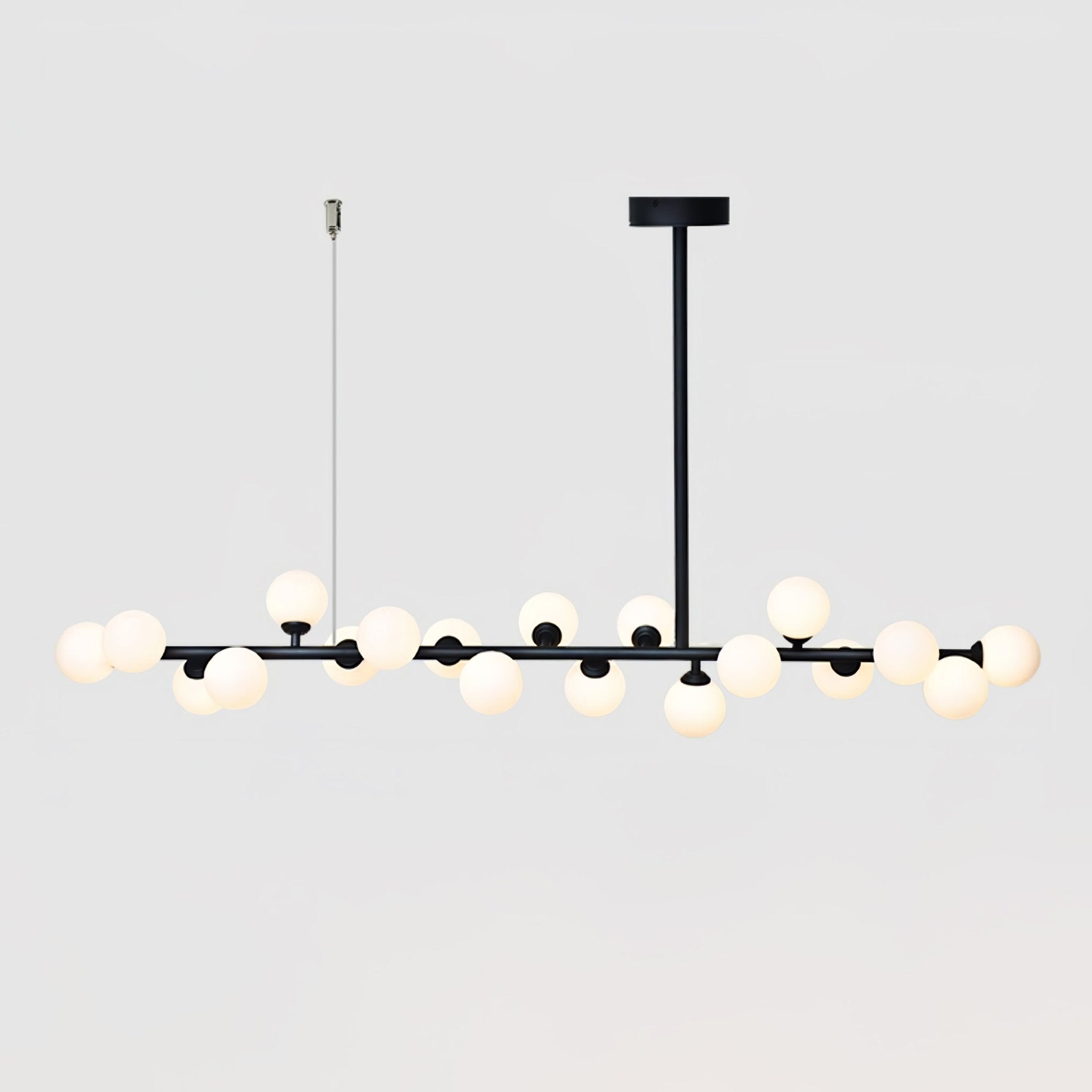 Modern Linear Multi Light Glass Ball Chandelier for Kitchen Island and Dining Room