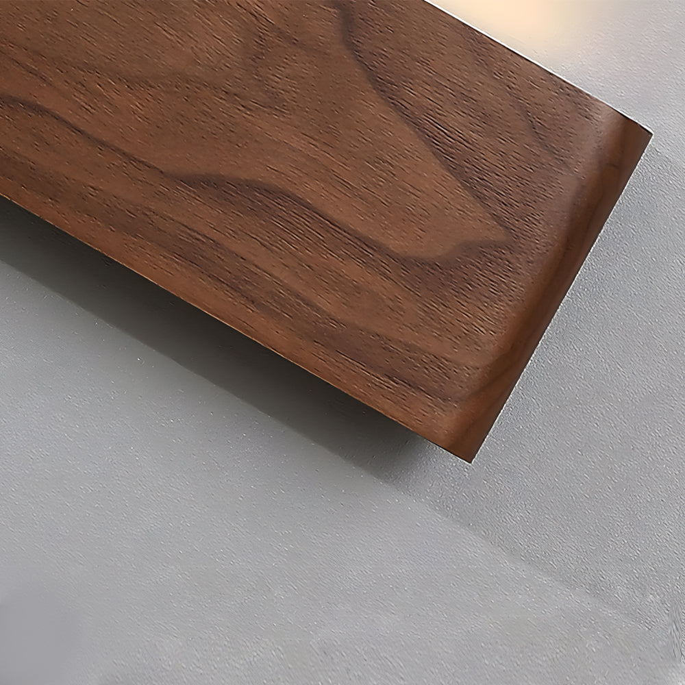 Modern Linear Walnut Wood LED Wall Sconce with Adjustable Color Temperature for Bedroom and Living Room