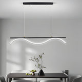 Modern Linear Wave LED Island Pendant Light 47 Inch for Dining Room and Kitchen
