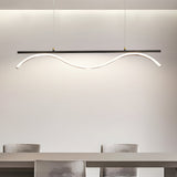 Modern Linear Wave LED Island Pendant Light 47 Inch for Dining Room and Kitchen