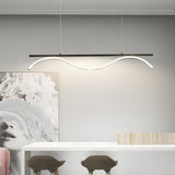 Modern Linear Wave LED Island Pendant Light 47 Inch for Dining Room and Kitchen