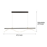 Modern Linear Wave LED Island Pendant Light 47 Inch for Dining Room and Kitchen
