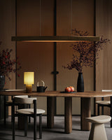 Modern Linear Wood LED Pendant Light for Dining Room Kitchen Island Office