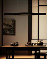 Modern Linear Wood LED Pendant Light for Dining Room Kitchen Island Office