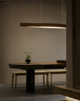 Modern Linear Wood LED Pendant Light for Dining Room Kitchen Island Office