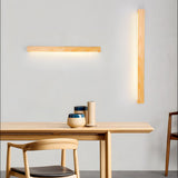 Modern Linear Wood LED Wall Sconce for Hallway and Mirror Lighting in Walnut Finish