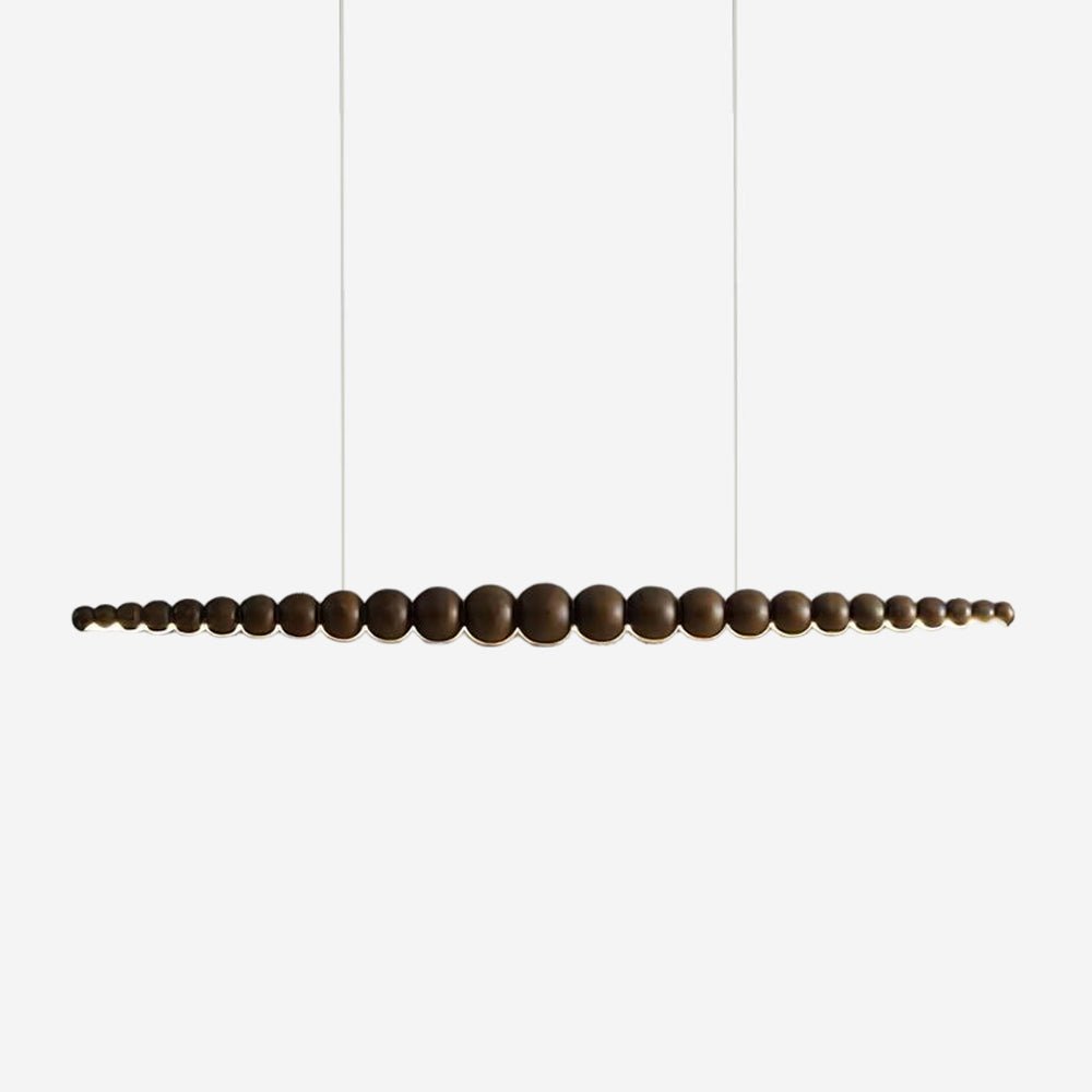 Modern Linear Wooden Sphere Pendant Light Minimalist Orb LED Hanging Chandelier
