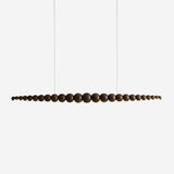 Modern Linear Wooden Sphere Pendant Light Minimalist Orb LED Hanging Chandelier