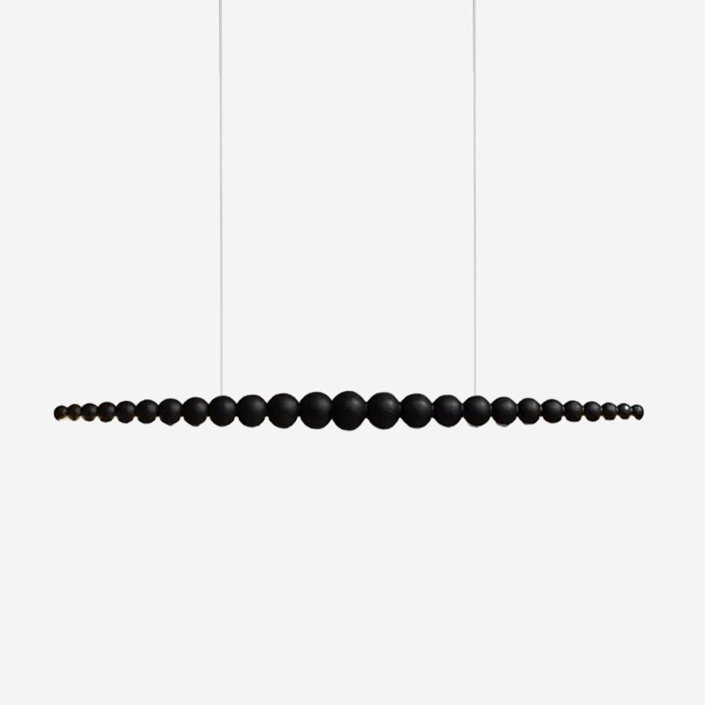 Modern Linear Wooden Sphere Pendant Light Minimalist Orb LED Hanging Chandelier