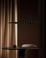 Modern Linear Wooden Sphere Pendant Light Minimalist Orb LED Hanging Chandelier