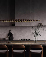Modern Linear Wooden Sphere Pendant Light Minimalist Orb LED Hanging Chandelier