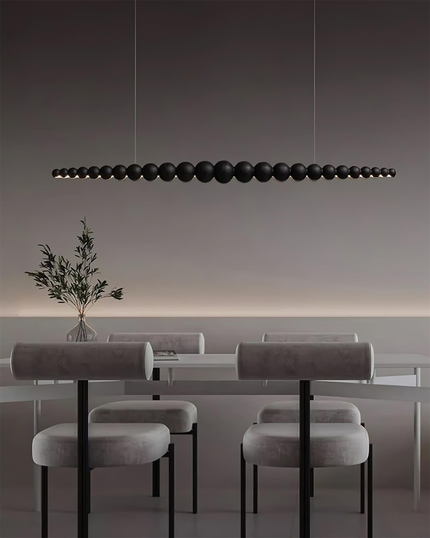 Modern Linear Wooden Sphere Pendant Light Minimalist Orb LED Hanging Chandelier