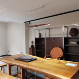 Modern Linear Wooden Sphere Pendant Light Minimalist Orb LED Hanging Chandelier