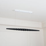 Modern Linear Wooden Sphere Pendant Light Minimalist Orb LED Hanging Chandelier