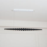 Modern Linear Wooden Sphere Pendant Light Minimalist Orb LED Hanging Chandelier