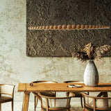 Modern Linear Wooden Sphere Pendant Light Minimalist Orb LED Hanging Chandelier