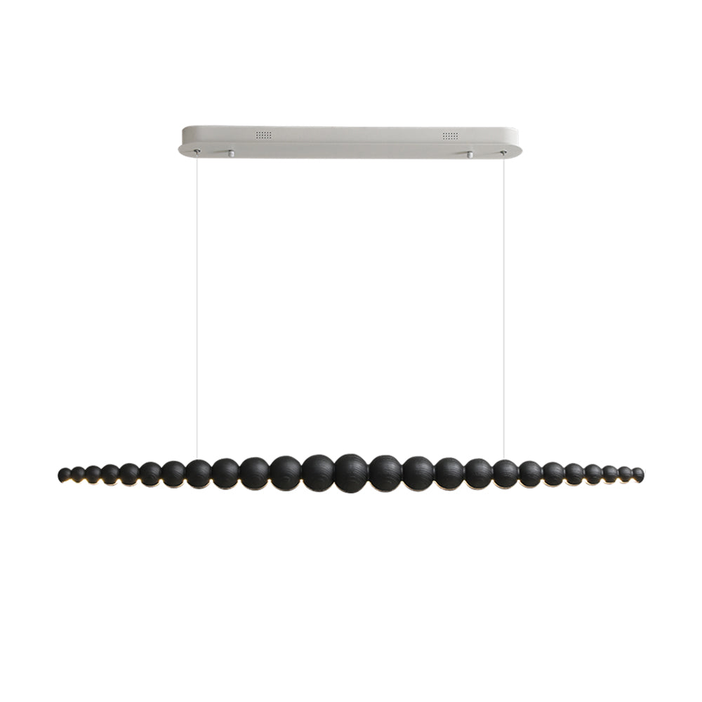 Modern Linear Wooden Sphere Pendant Light Minimalist Orb LED Hanging Chandelier