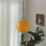 Modern Loa Orange Glass Pendant Light with Chrome Finish and Mongolian Tent Design