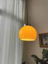 Modern Loa Orange Glass Pendant Light with Chrome Finish and Mongolian Tent Design