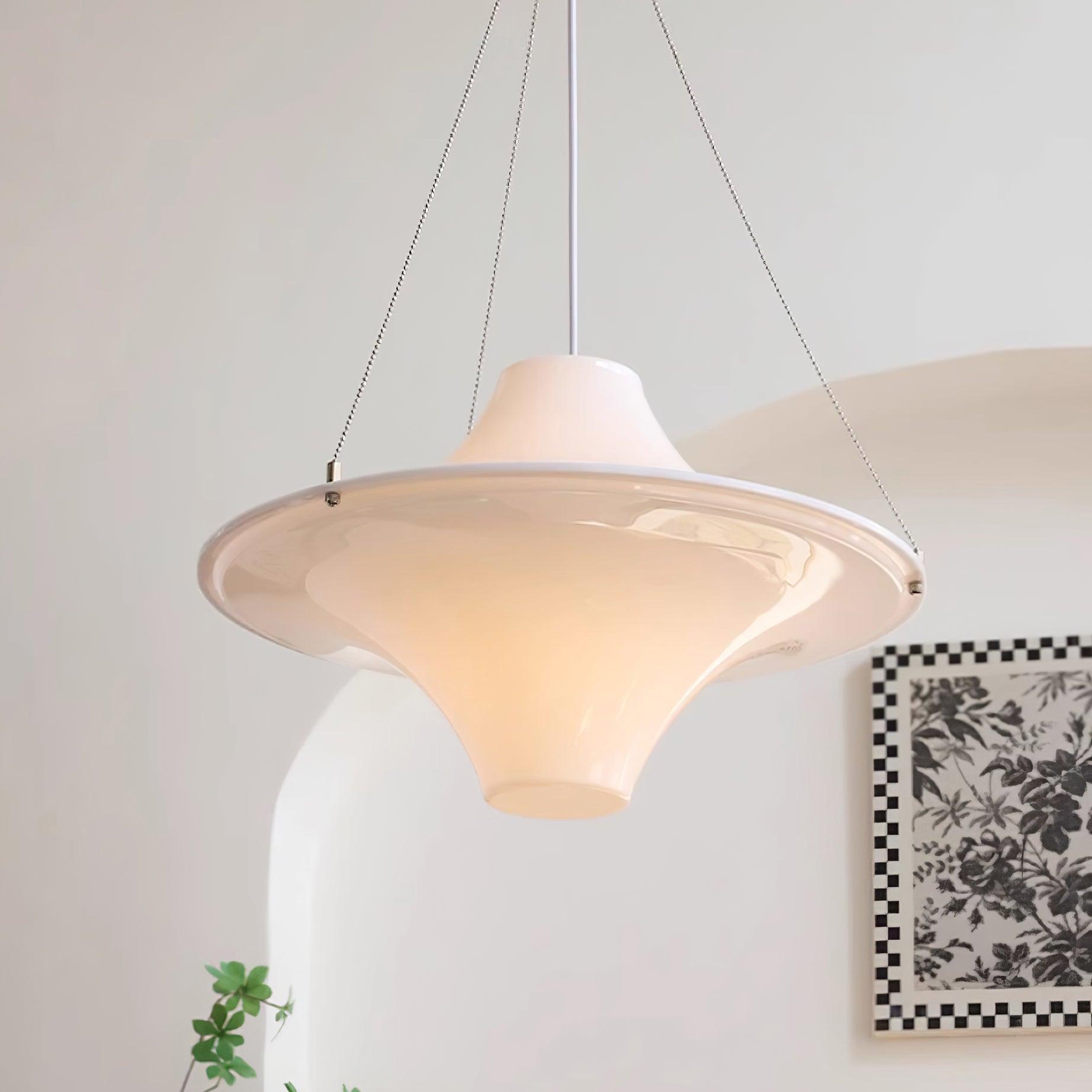 Modern Lokki Disc Pendant Lamp with White Acrylic Shade and Adjustable Suspension