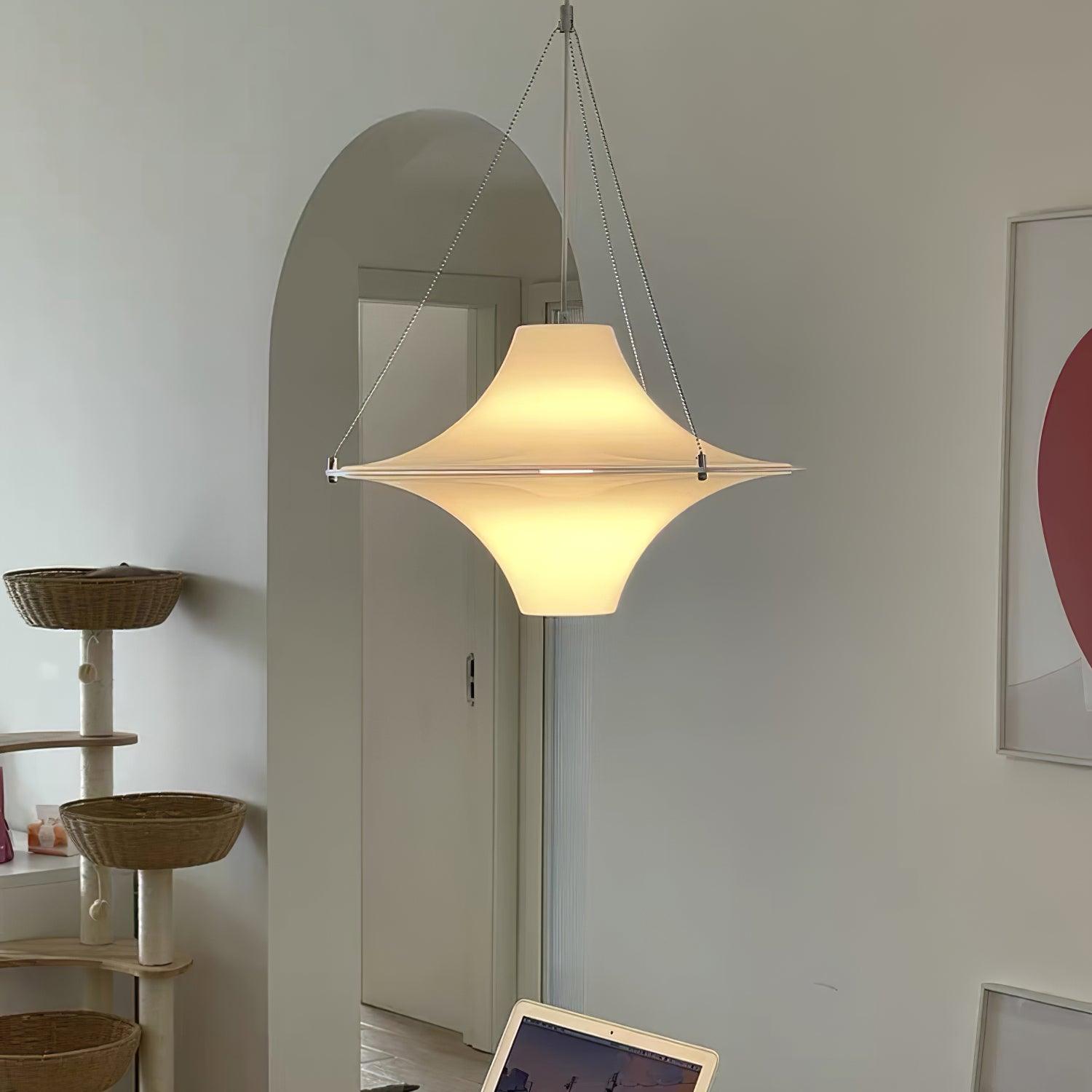 Modern Lokki Disc Pendant Lamp with White Acrylic Shade and Adjustable Suspension