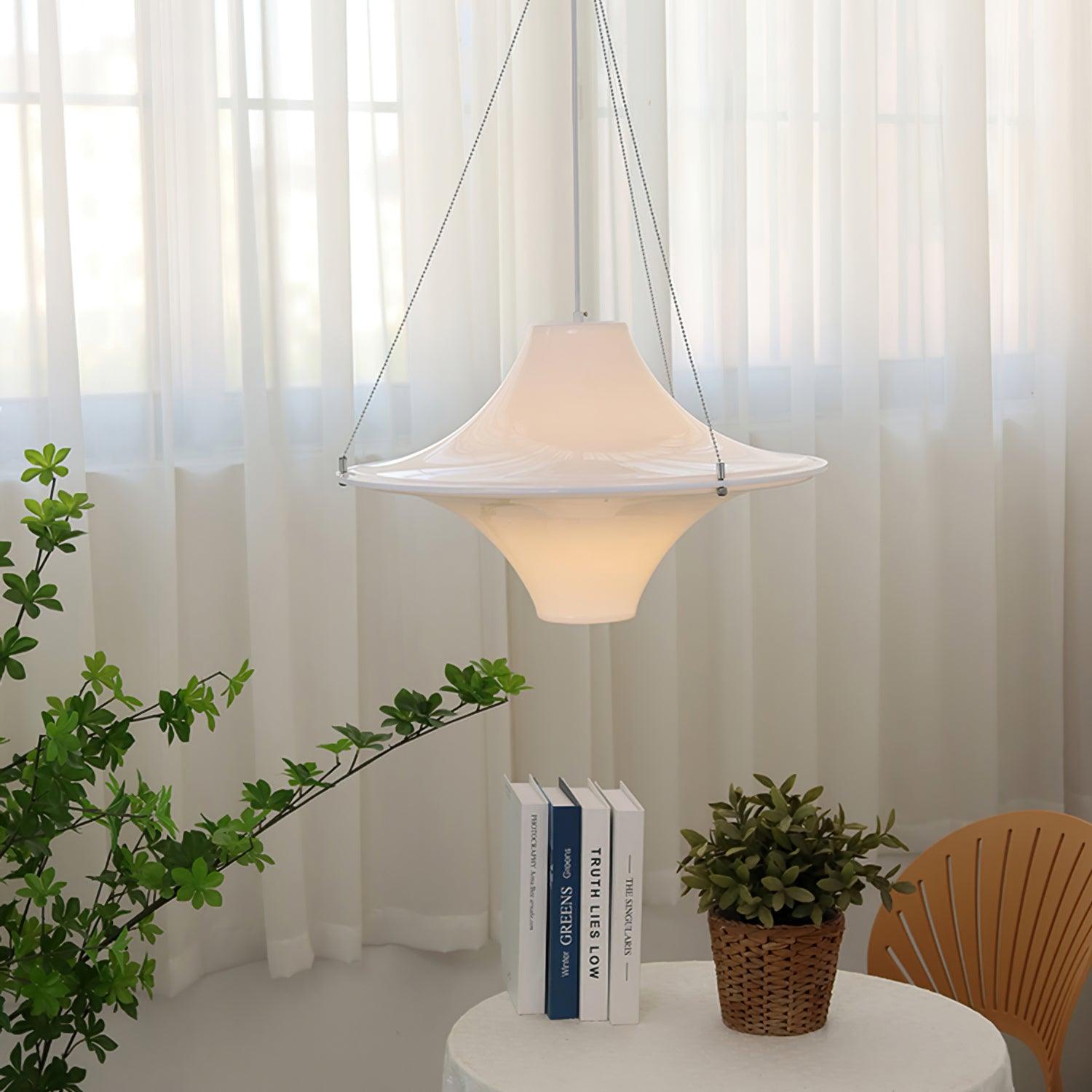 Modern Lokki Disc Pendant Lamp with White Acrylic Shade and Adjustable Suspension