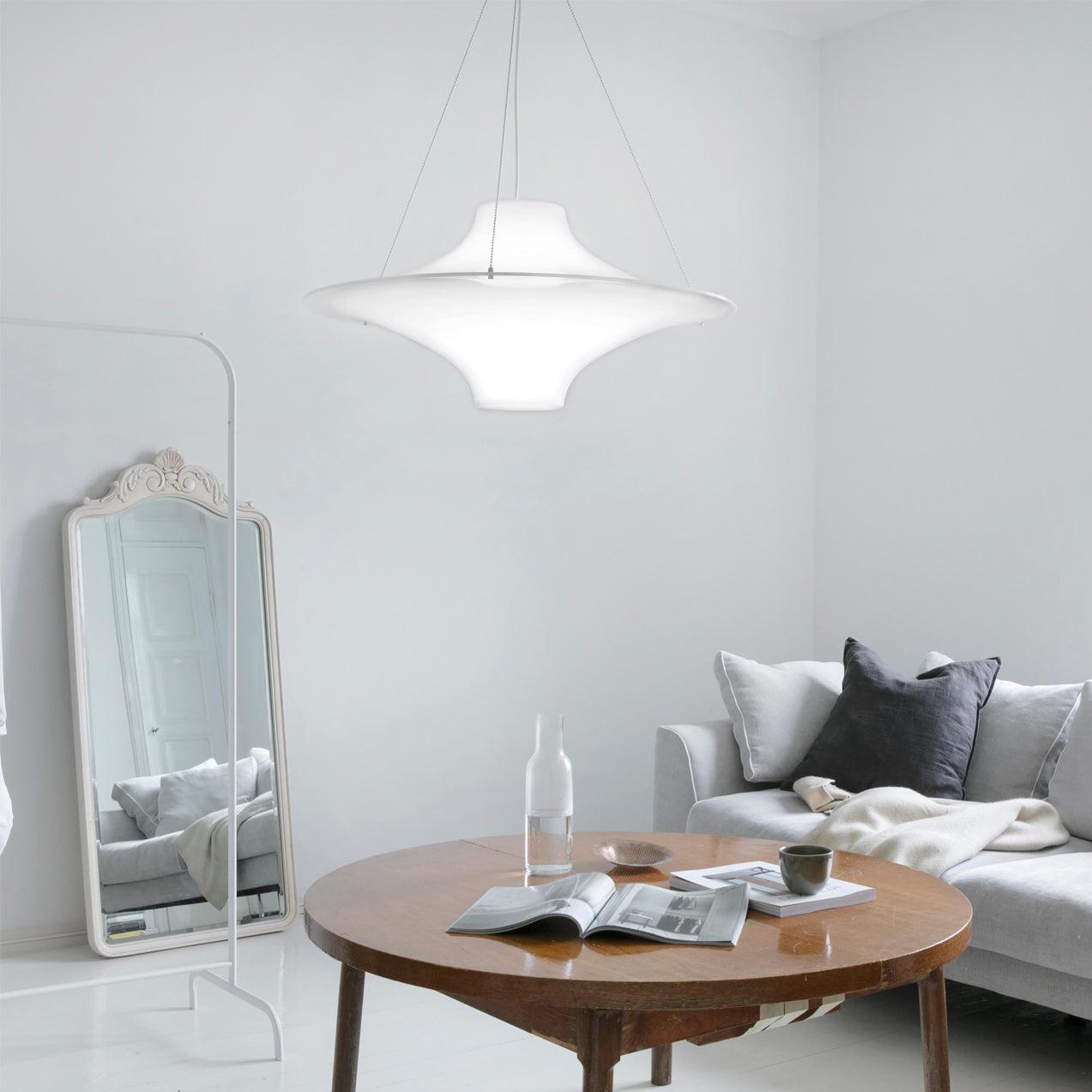 Modern Lokki Disc Pendant Lamp with White Acrylic Shade and Adjustable Suspension