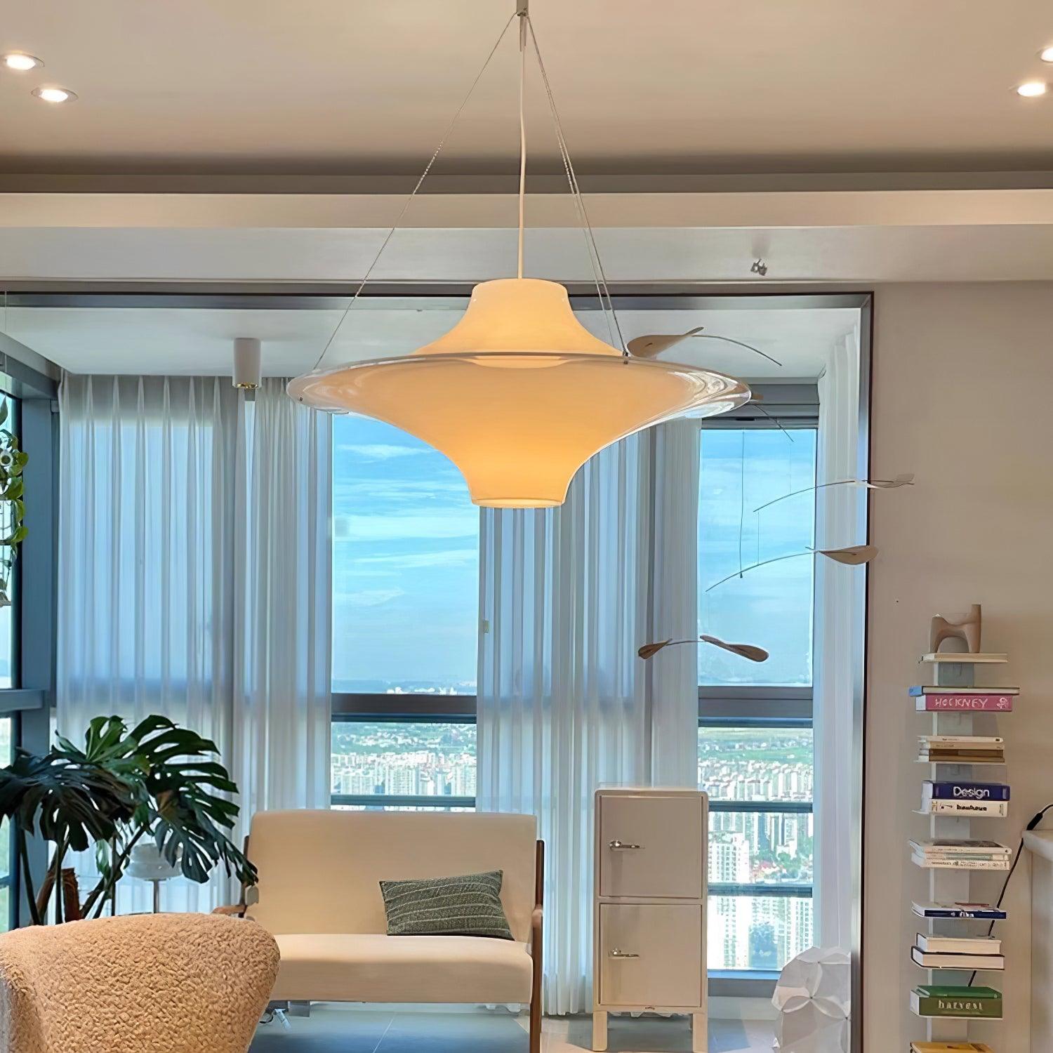 Modern Lokki Disc Pendant Lamp with White Acrylic Shade and Adjustable Suspension