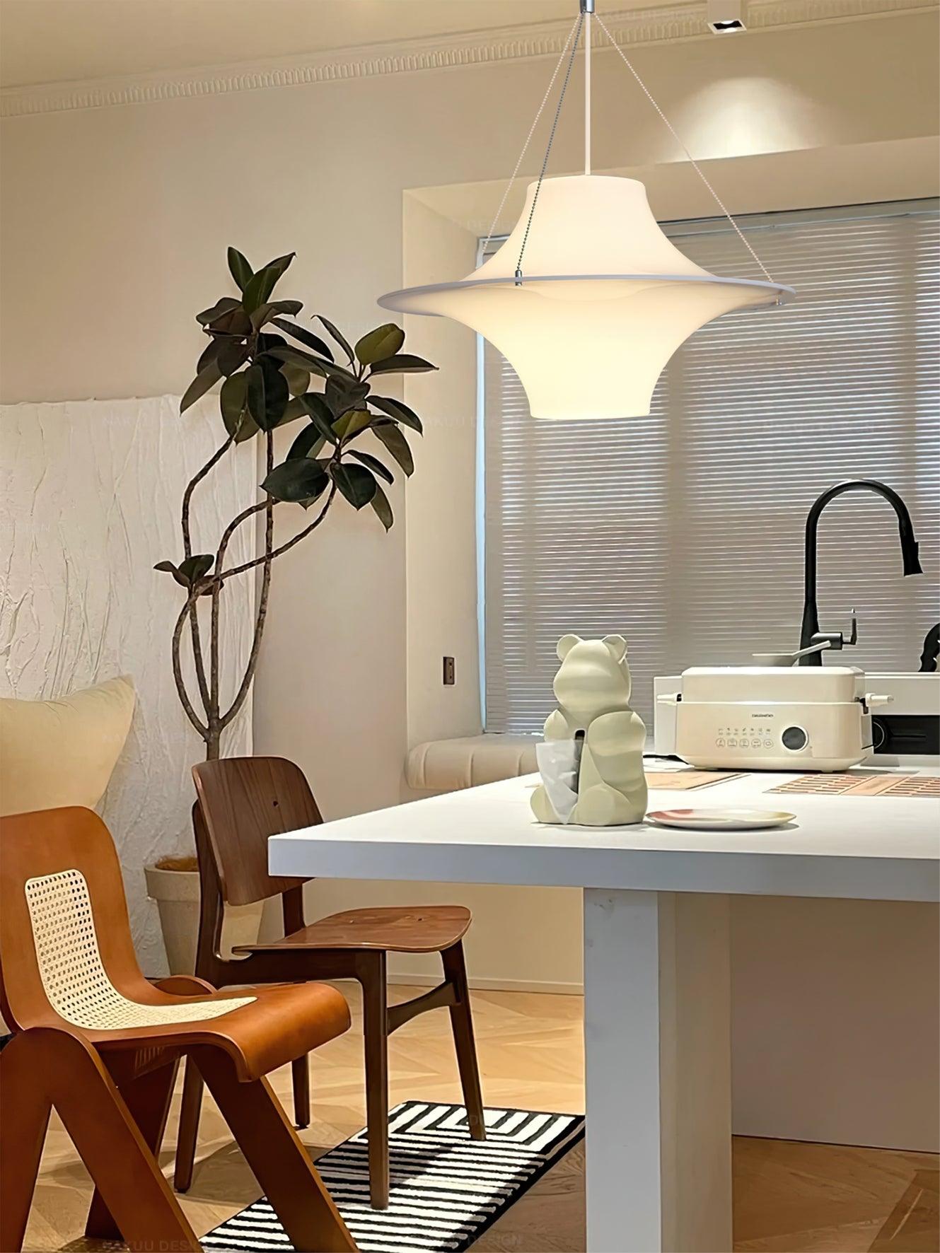 Modern Lokki Disc Pendant Lamp with White Acrylic Shade and Adjustable Suspension