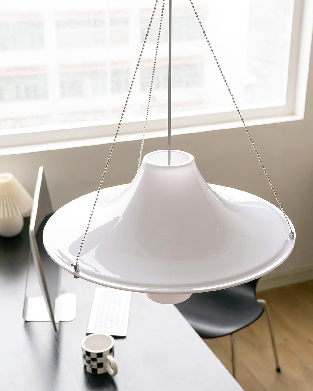 Modern Lokki Disc Pendant Lamp with White Acrylic Shade and Adjustable Suspension