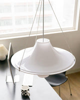 Modern Lokki Disc Pendant Lamp with White Acrylic Shade and Adjustable Suspension