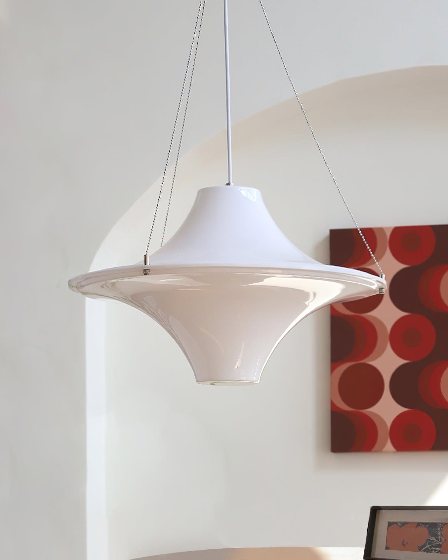 Modern Lokki Disc Pendant Lamp with White Acrylic Shade and Adjustable Suspension