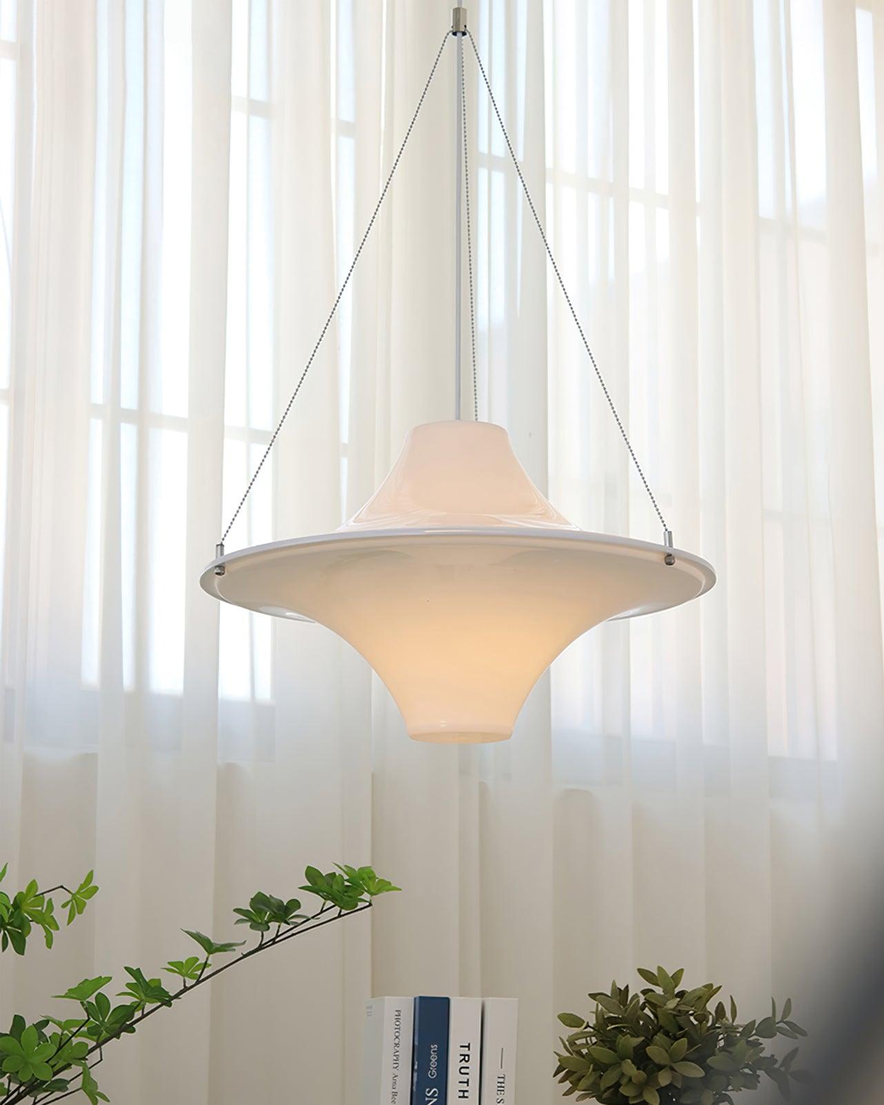 Modern Lokki Disc Pendant Lamp with White Acrylic Shade and Adjustable Suspension