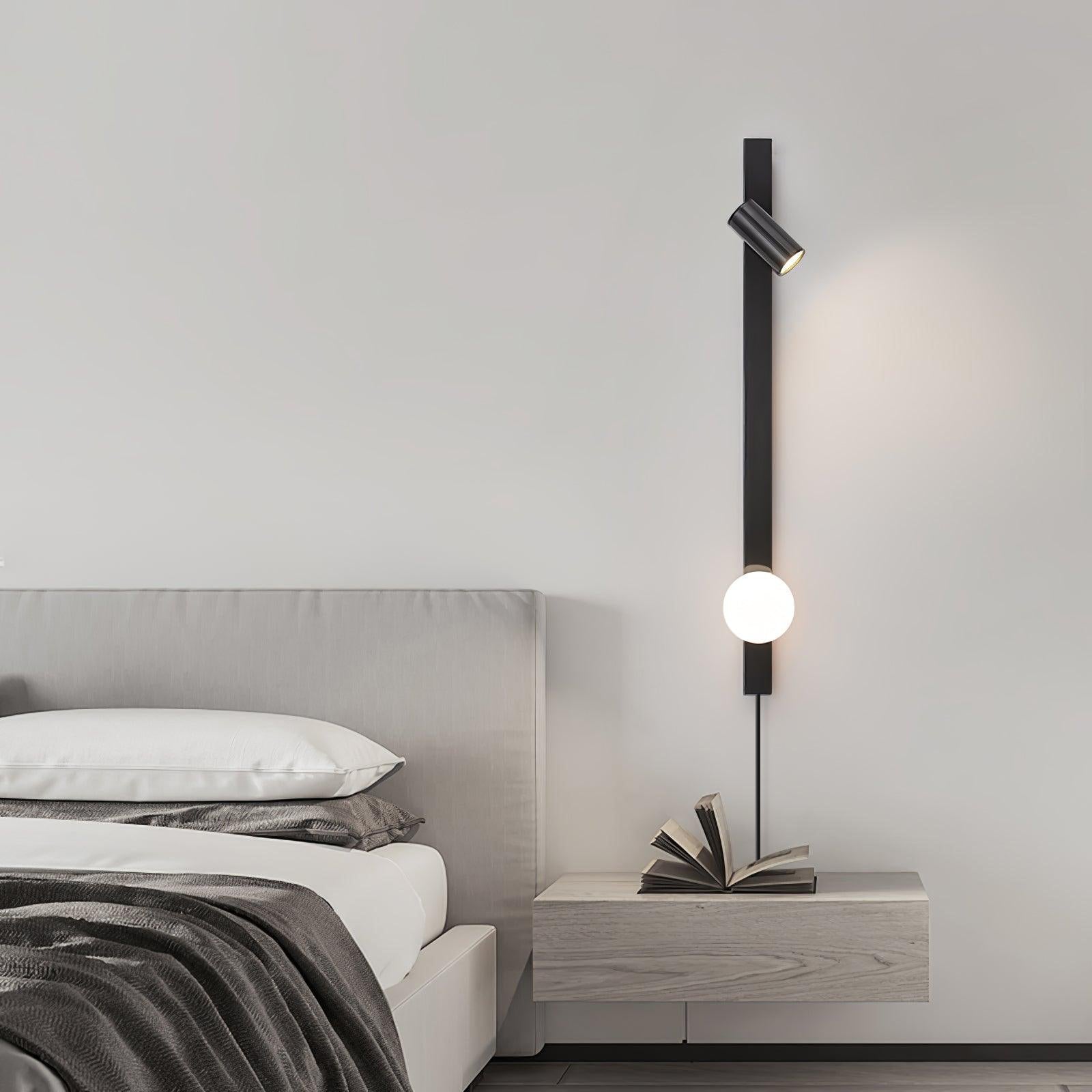 Modern Long Arm Brass Plug in Wall Sconce with Glass Shade Indoor Light Set of 2