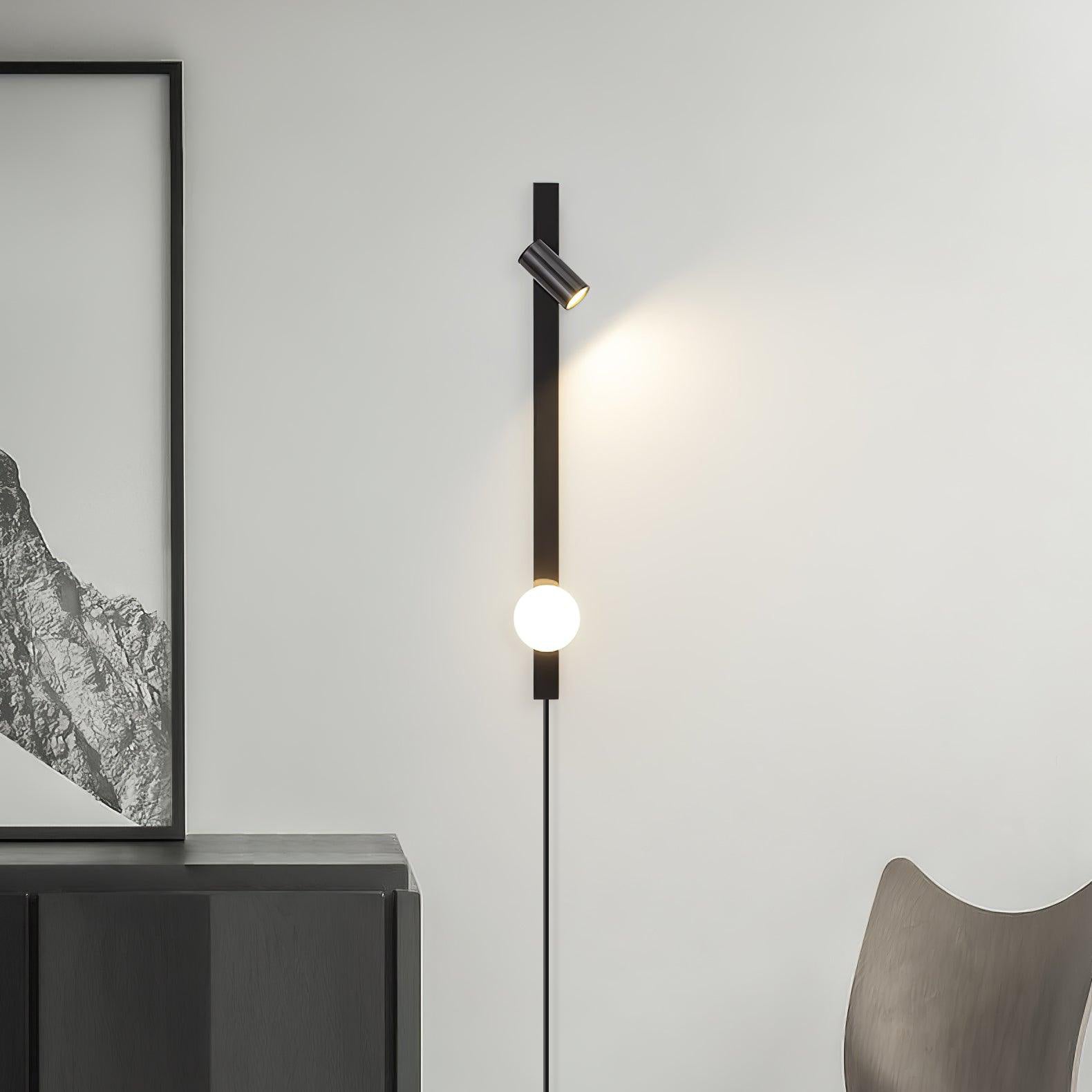 Modern Long Arm Brass Plug in Wall Sconce with Glass Shade Indoor Light Set of 2