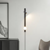 Modern Long Arm Brass Plug in Wall Sconce with Glass Shade Indoor Light Set of 2