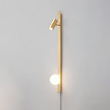 Modern Long Arm Brass Plug in Wall Sconce with Glass Shade Indoor Light Set of 2