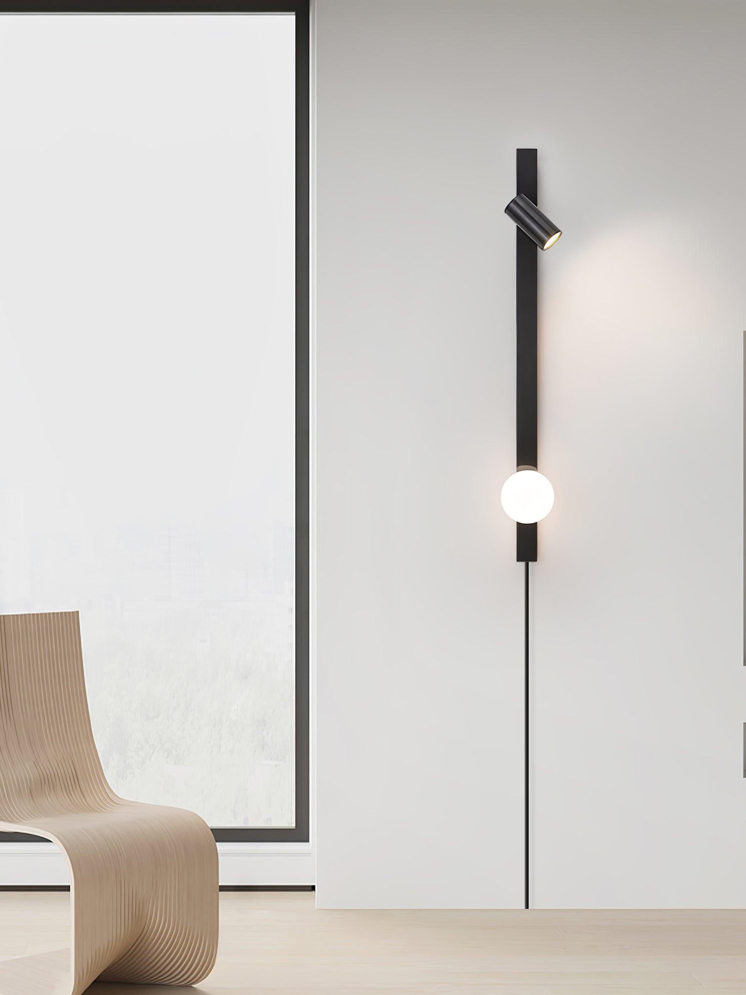 Modern Long Arm Brass Plug in Wall Sconce with Glass Shade Indoor Light Set of 2
