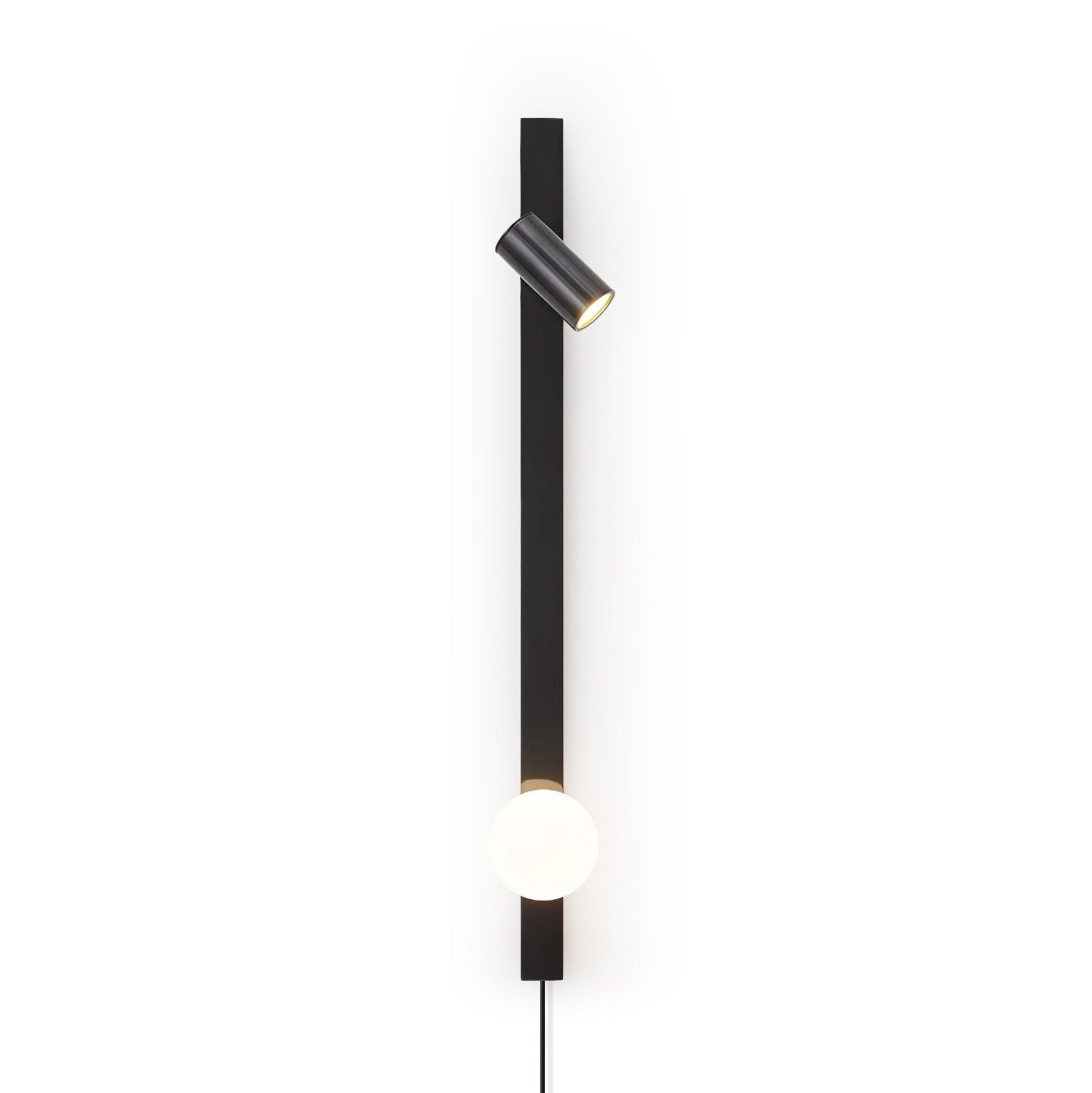 Modern Long Arm Brass Plug in Wall Sconce with Glass Shade Indoor Light Set of 2