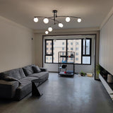 Modern Long Arm Linear Chandelier Glass Globe Ceiling Light Fixture for Living Room
