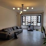 Modern Long Arm Linear Chandelier Glass Globe Ceiling Light Fixture for Living Room