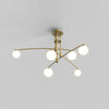 Modern Long Arm Linear Chandelier Glass Globe Ceiling Light Fixture for Living Room
