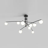Modern Long Arm Linear Chandelier Glass Globe Ceiling Light Fixture for Living Room