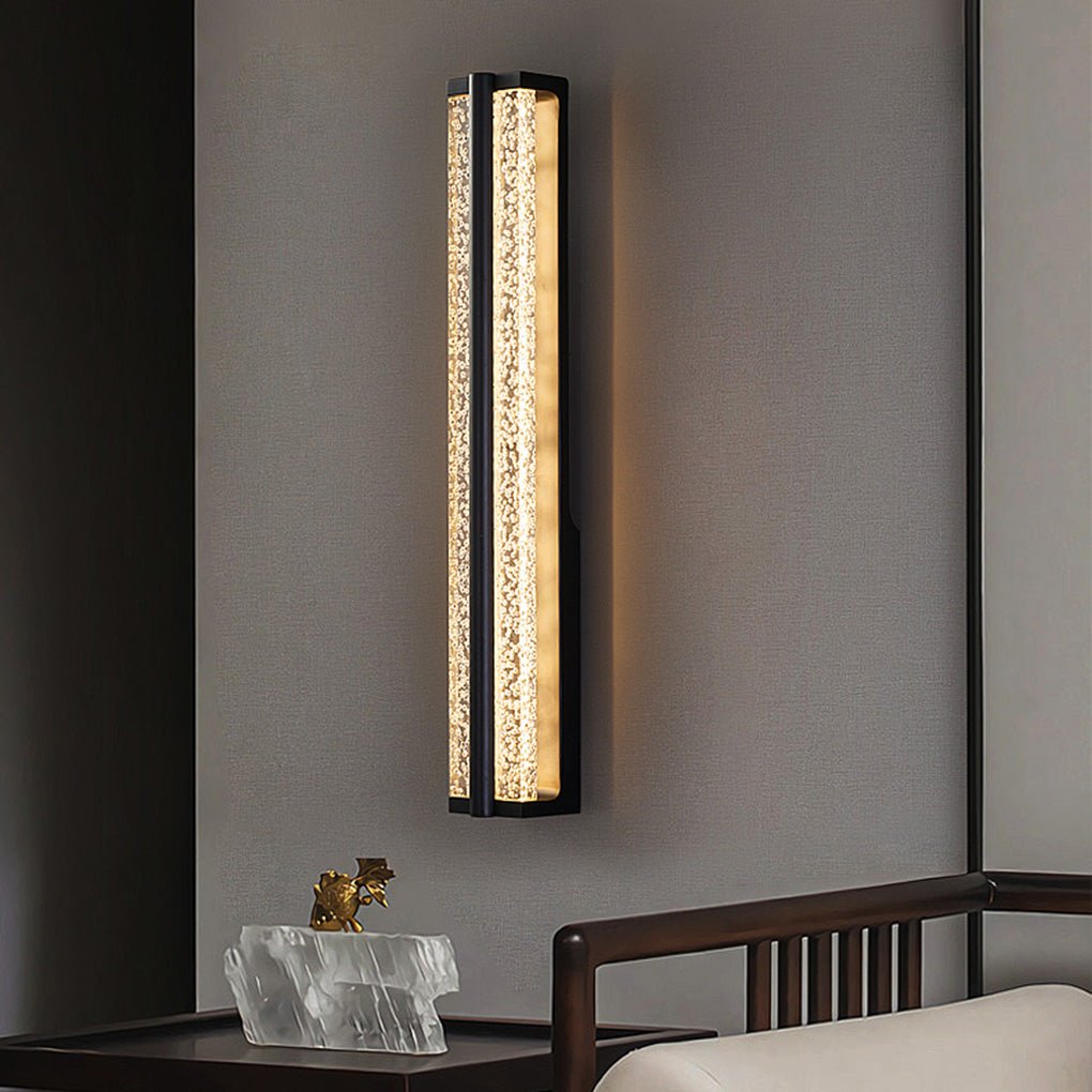 Modern Long Strip Crystal Wall Sconce Outdoor Stainless Steel LED Staircase Lighting Fixture