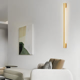 Modern Long Strip LED Wall Sconce Minimalist Copper Lighting Three Step Dimming for Bedroom Corridor