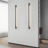 Modern Long Strip LED Wall Sconce Minimalist Copper Lighting Three Step Dimming for Bedroom Corridor