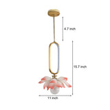 Modern Lotus Flower LED Pendant Light Resin Bloom Oval Ring Hanging Ceiling Lamp