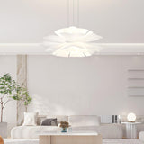 Modern Lotus Flower Pendant Light Fixture White Acrylic Petal Hanging Ceiling Lamp